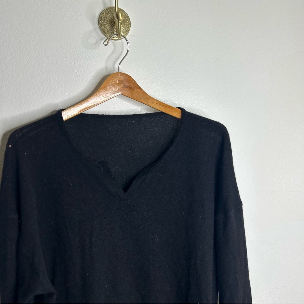 100% Cashmere Black Pullover Sweater Oversized Flawed - Picture 6 of 12